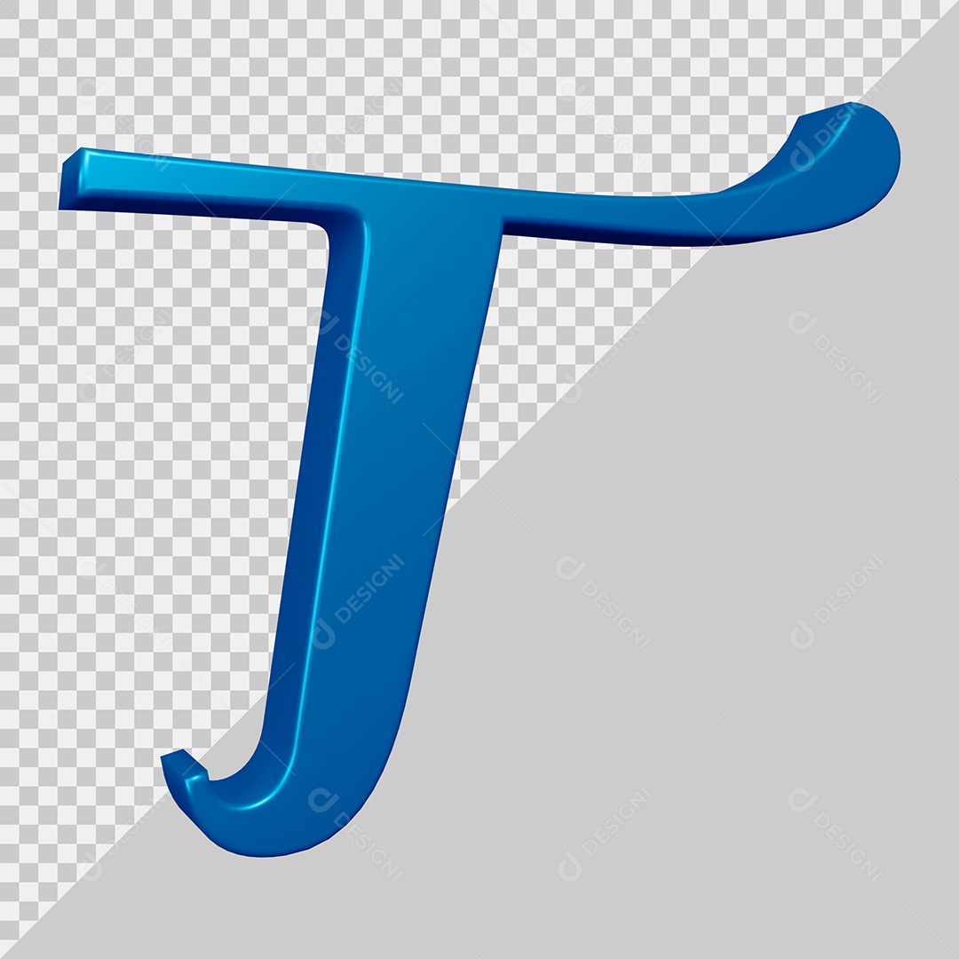 Elemento 3D Para Composição Letra T Azul PSD