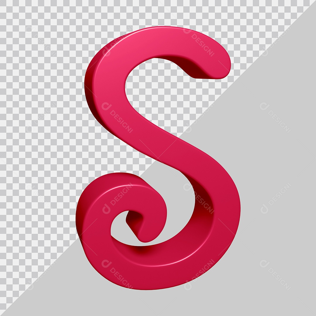 Elemento 3D Para Composição Letra S Rosa PSD