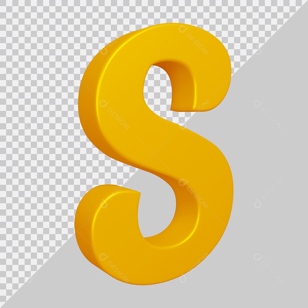 Elemento 3D Para Composição Letra S Dourado PSD