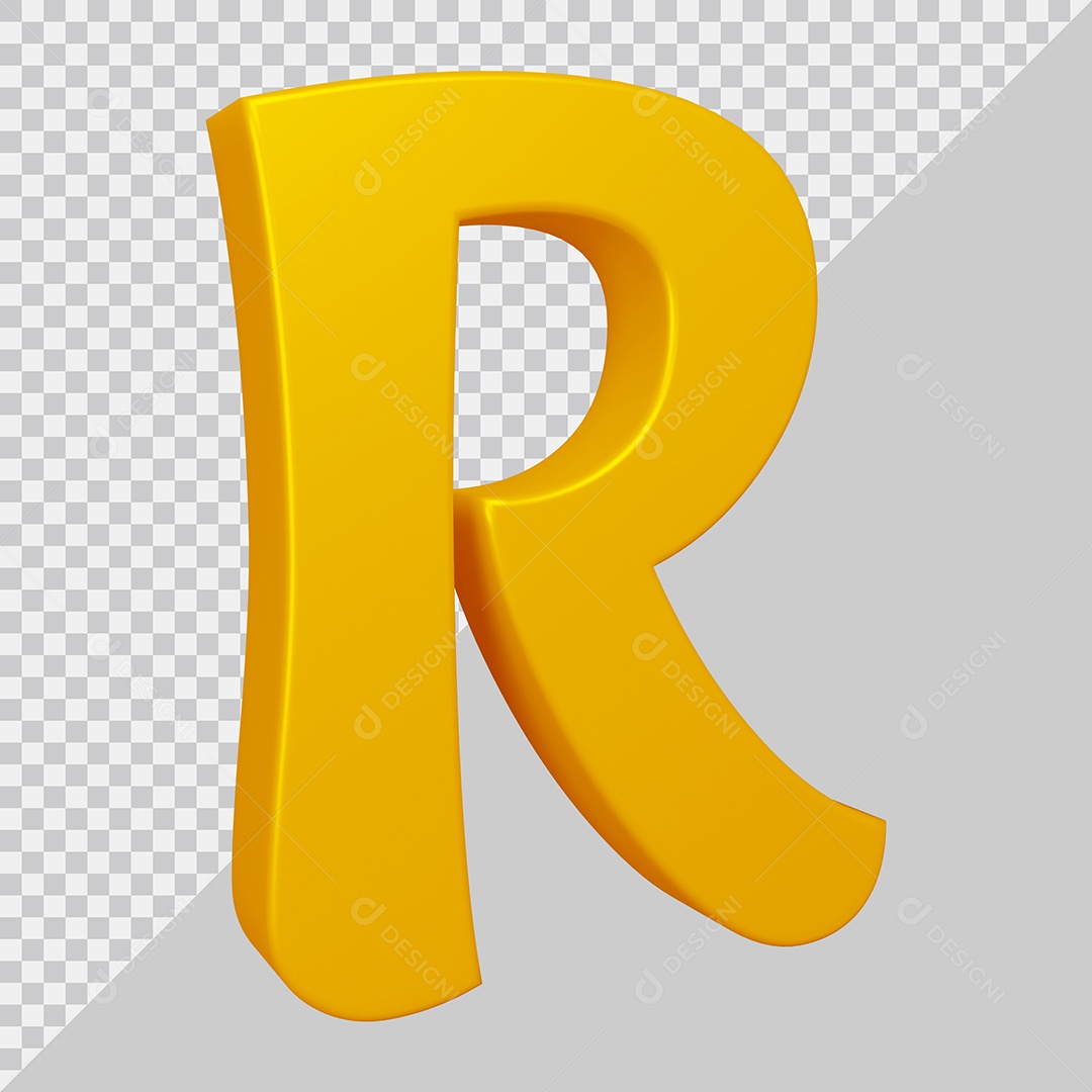 Elemento 3D Para Composição Letra R Dourado PSD