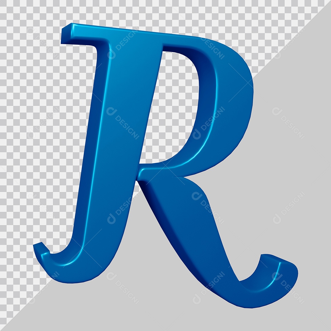 Elemento 3D Para Composição Letra R Azul PSD