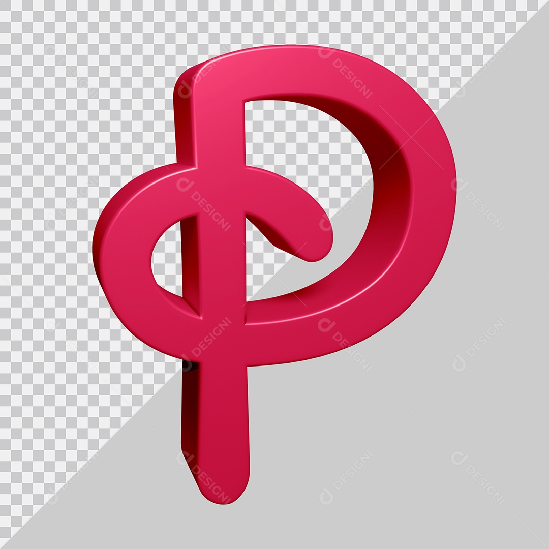 Elemento 3D Para Composição Letra P Rosa PSD
