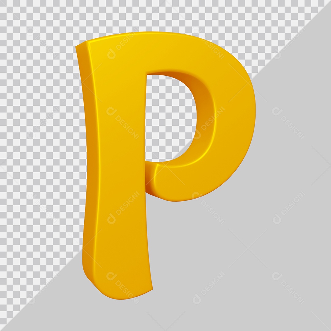 Elemento 3D Para Composição Letra P Dourado PSD