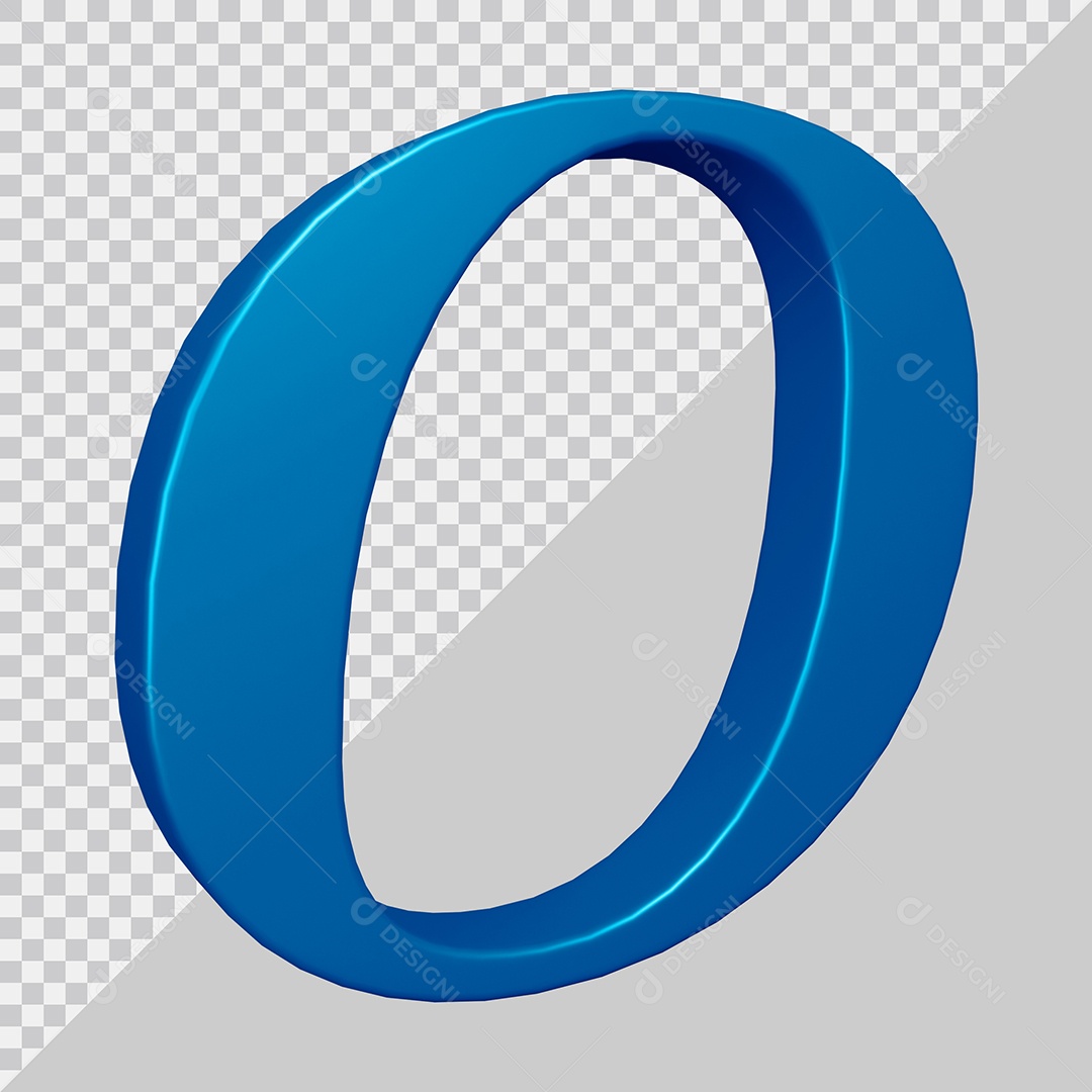 Elemento 3D Para Composição Letra O Azul PSD