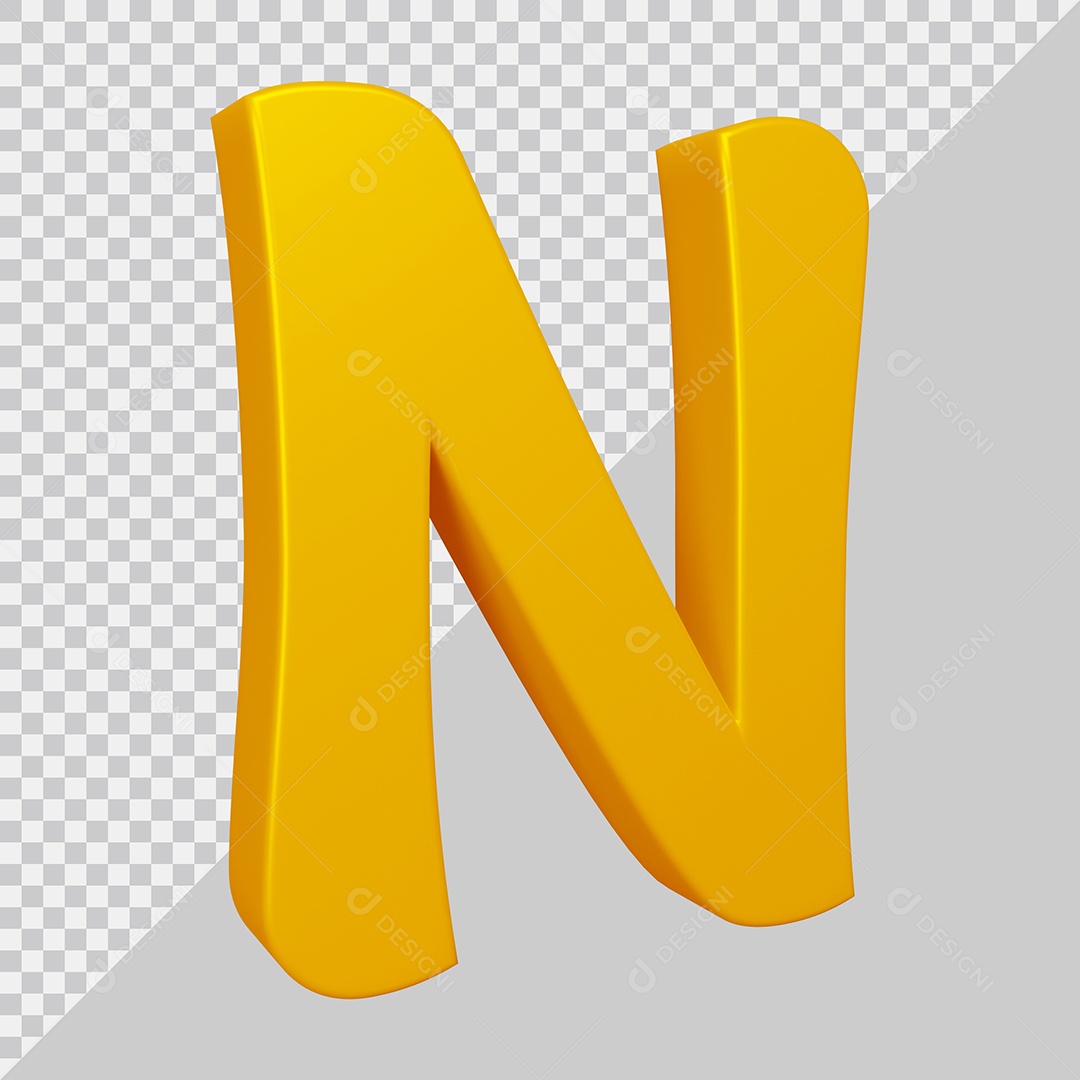 Elemento 3D Para Composição Letra N Dourado PSD