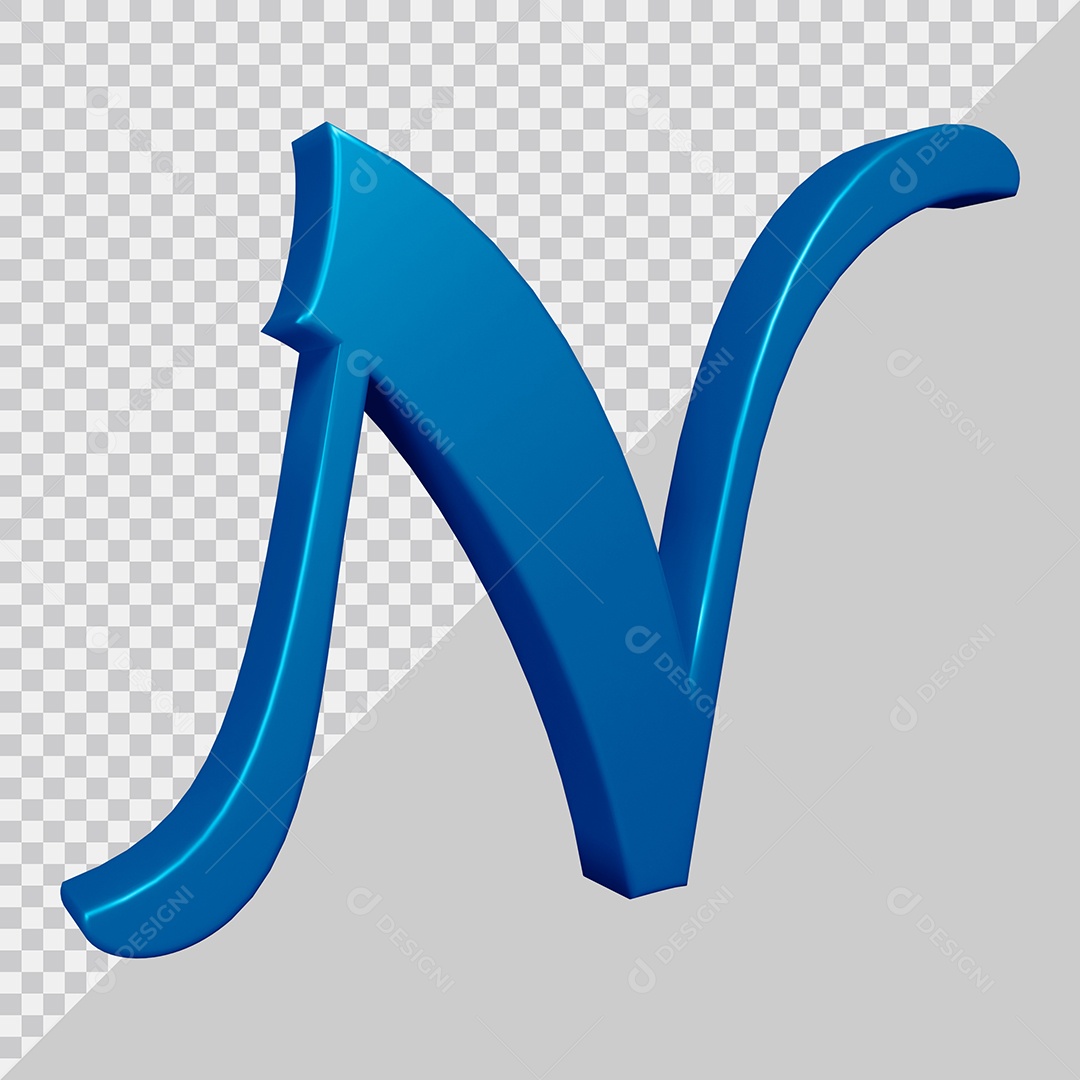 Elemento 3D Para Composição Letra N Azul PSD