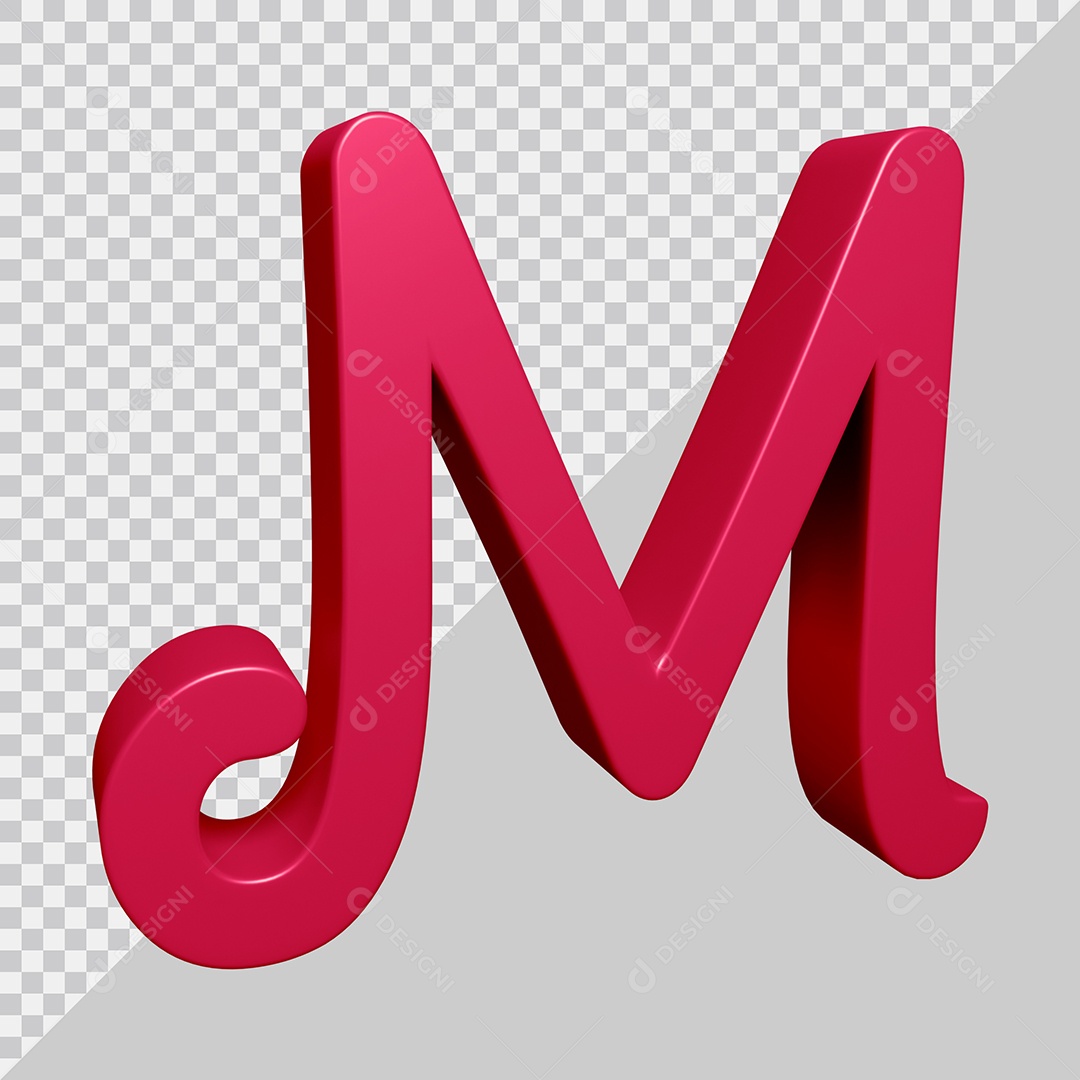 Elemento 3D Para Composição Letra M Rosa PSD