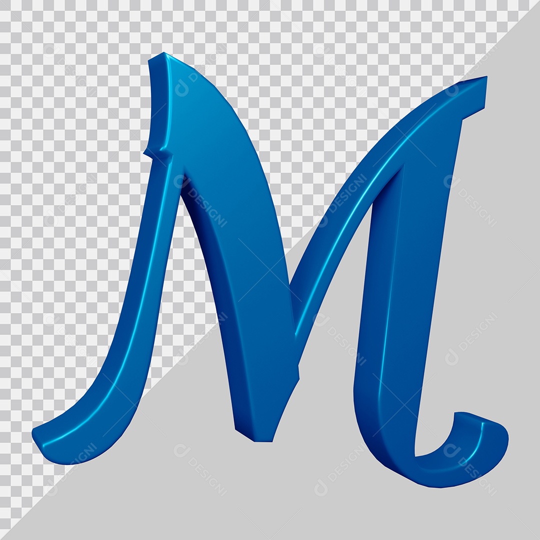 Elemento 3D Para Composição Letra M Azul PSD