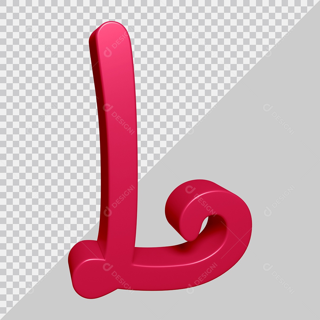 Elemento 3D Para Composição Letra L Rosa PSD