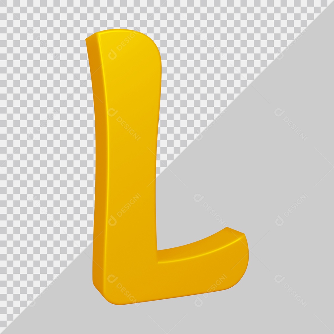 Elemento 3D Para Composição Letra L Dourado PSD