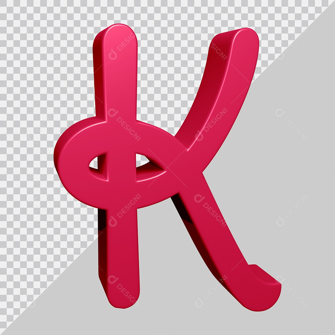 Elemento 3D Para Composição Letra K Rosa PSD