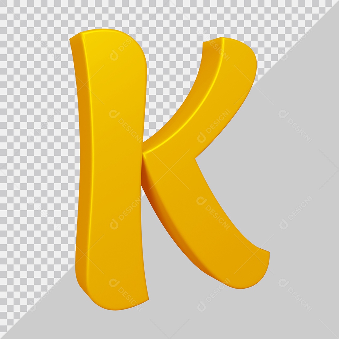 Elemento 3D Para Composição Letra K Dourado PSD