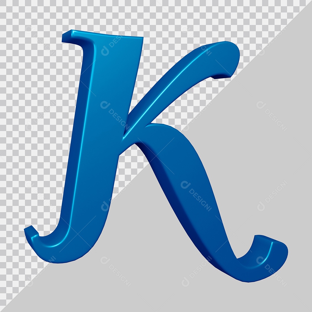 Elemento 3D Para Composição Letra K Azul PSD