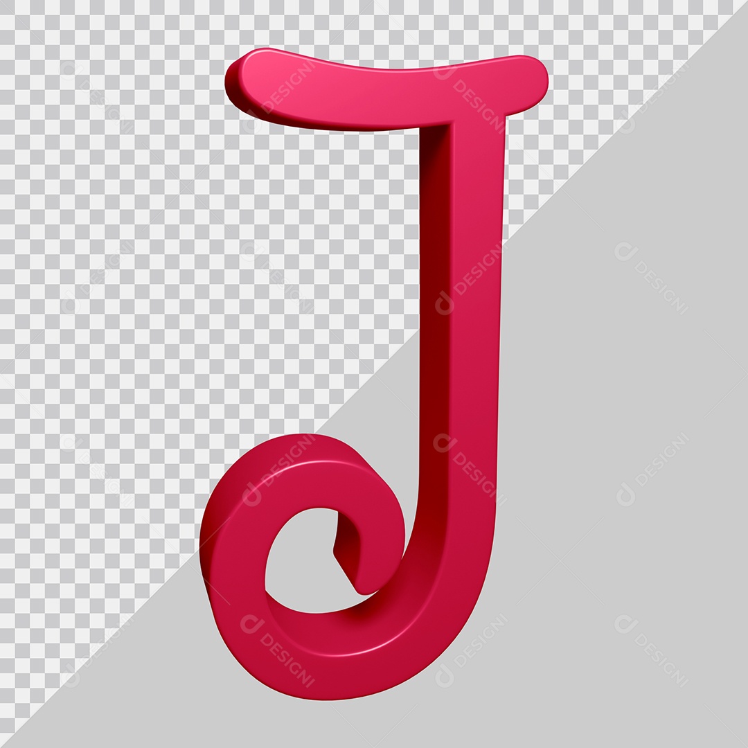 Elemento 3D Para Composição Letra J Rosa PSD