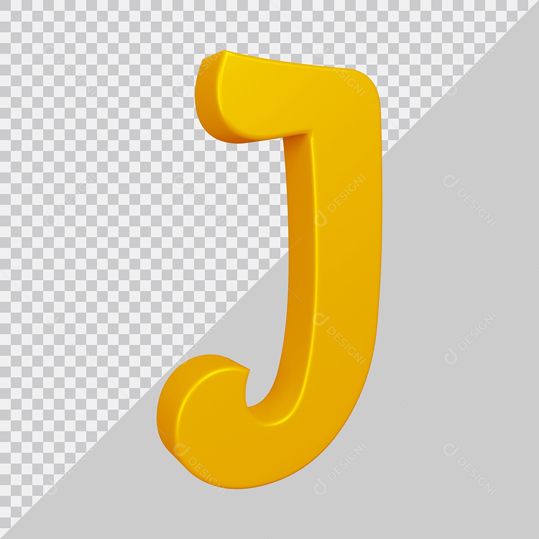 Elemento 3D Para Composição Letra J Dourado PSD