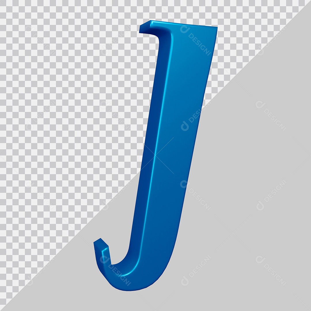 Elemento 3D Para Composição Letra J Azul PSD