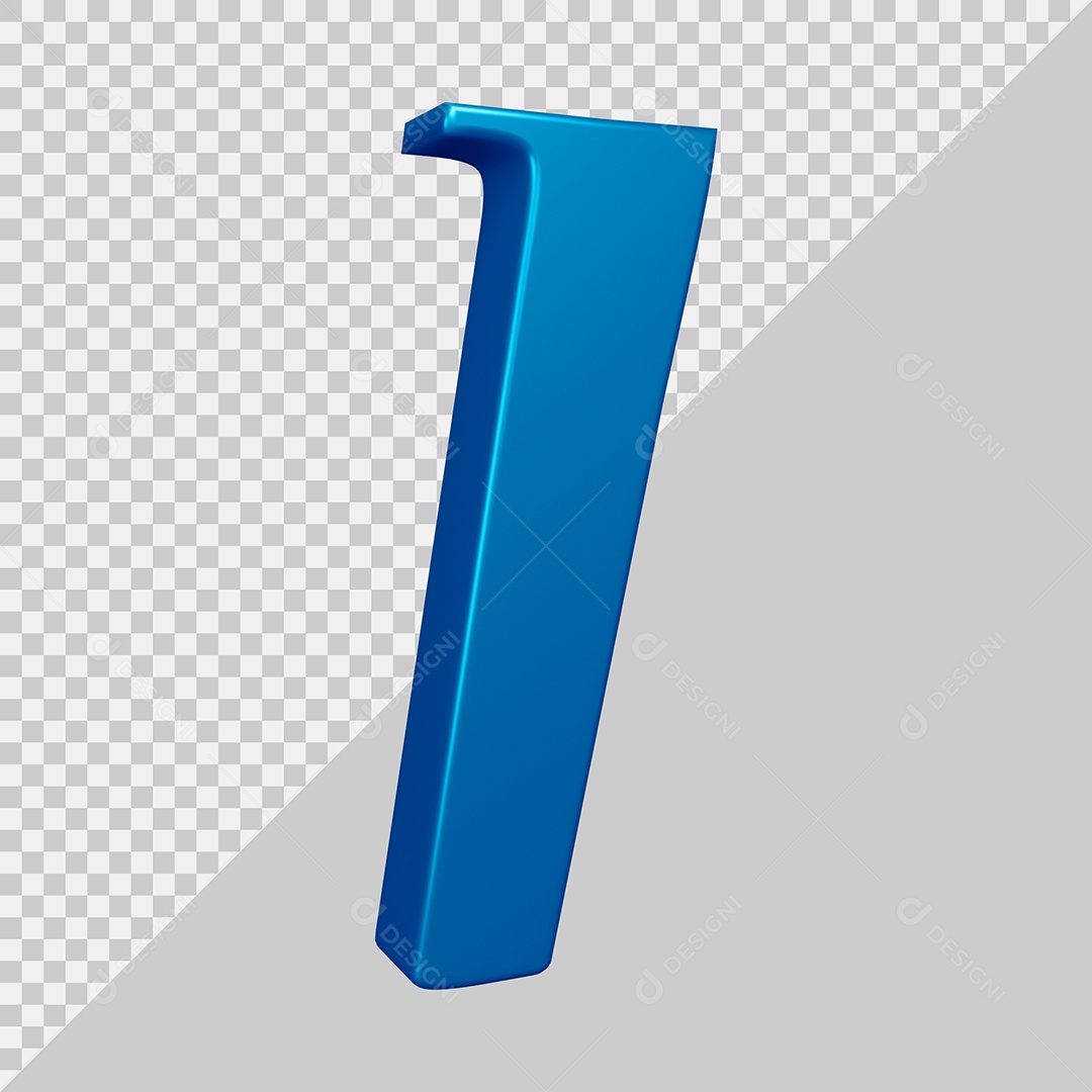 Elemento 3D Para Composição Letra I Azul PSD