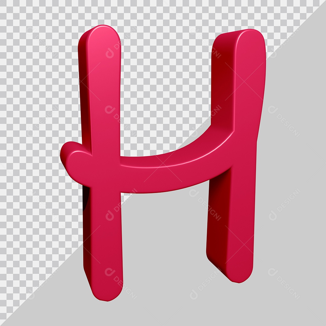 Elemento 3D Para Composição Letra H Rosa PSD