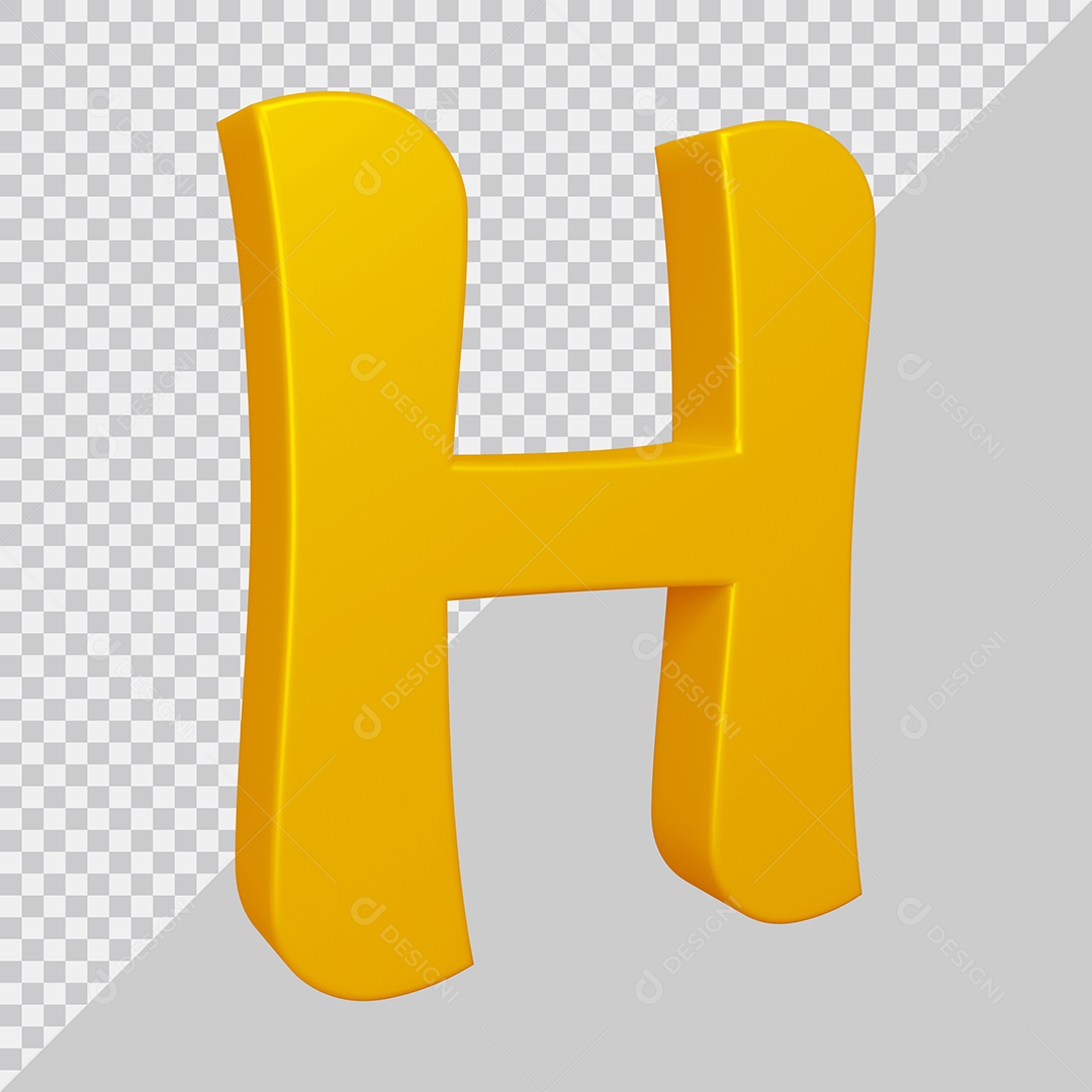 Elemento 3D Para Composição Letra H Dourado PSD