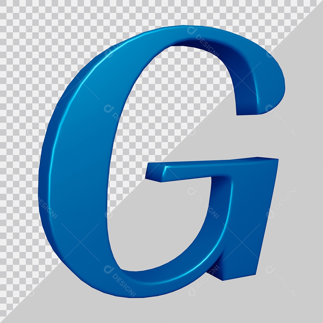 Elemento 3D Para Composição Letra G Azul PSD