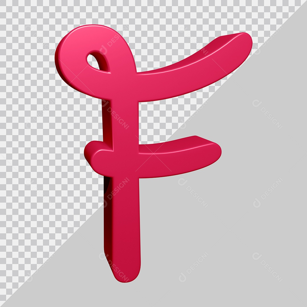 Elemento 3D Para Composição Letra F Rosa PSD