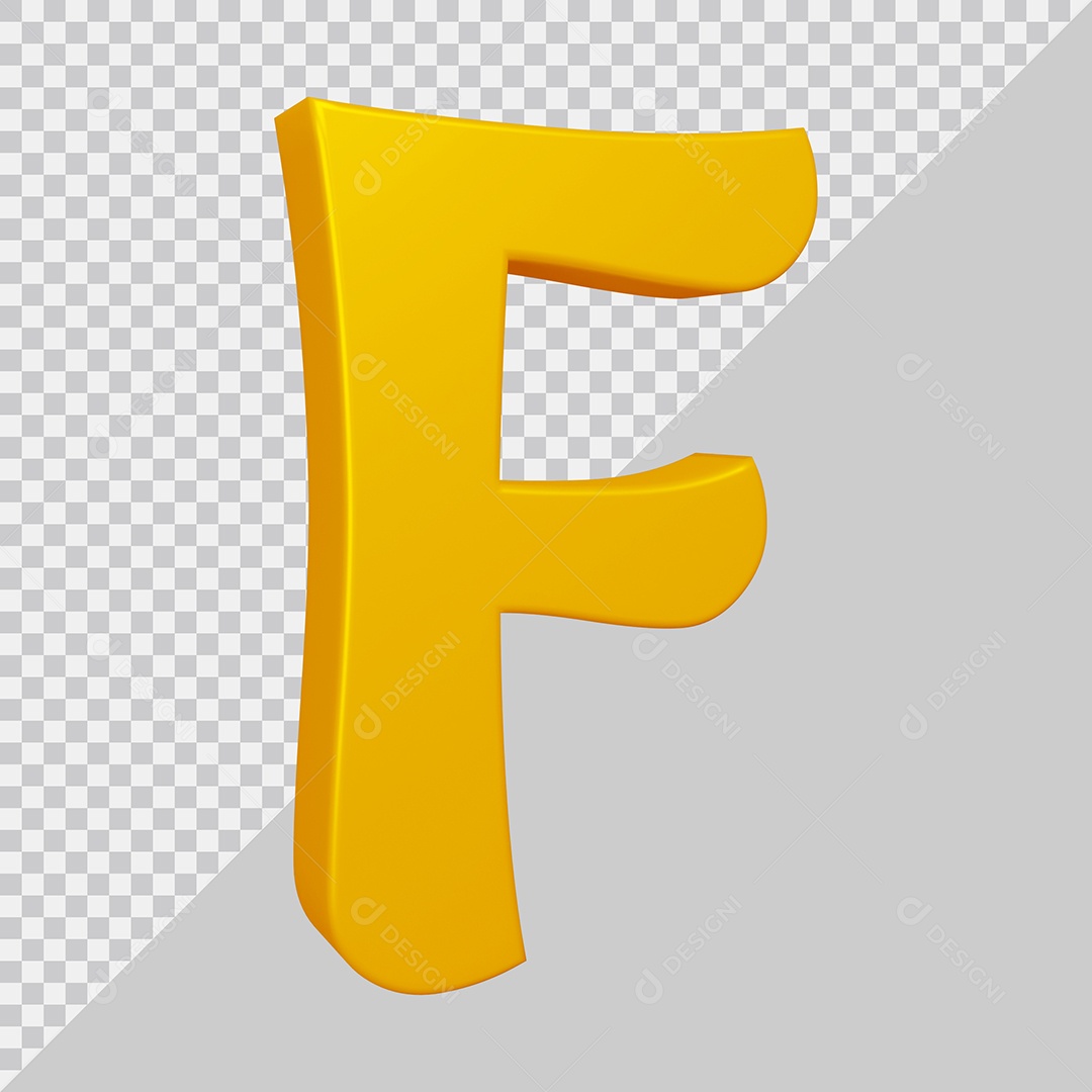Elemento 3D Para Composição Letra F Dourado PSD
