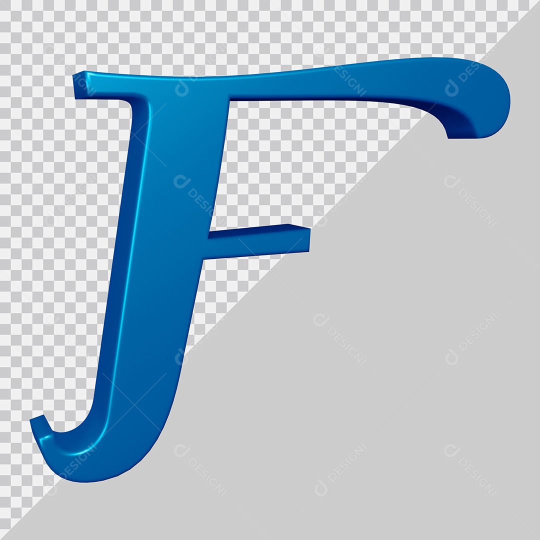 Elemento 3D Para Composição Letra F Azul PSD