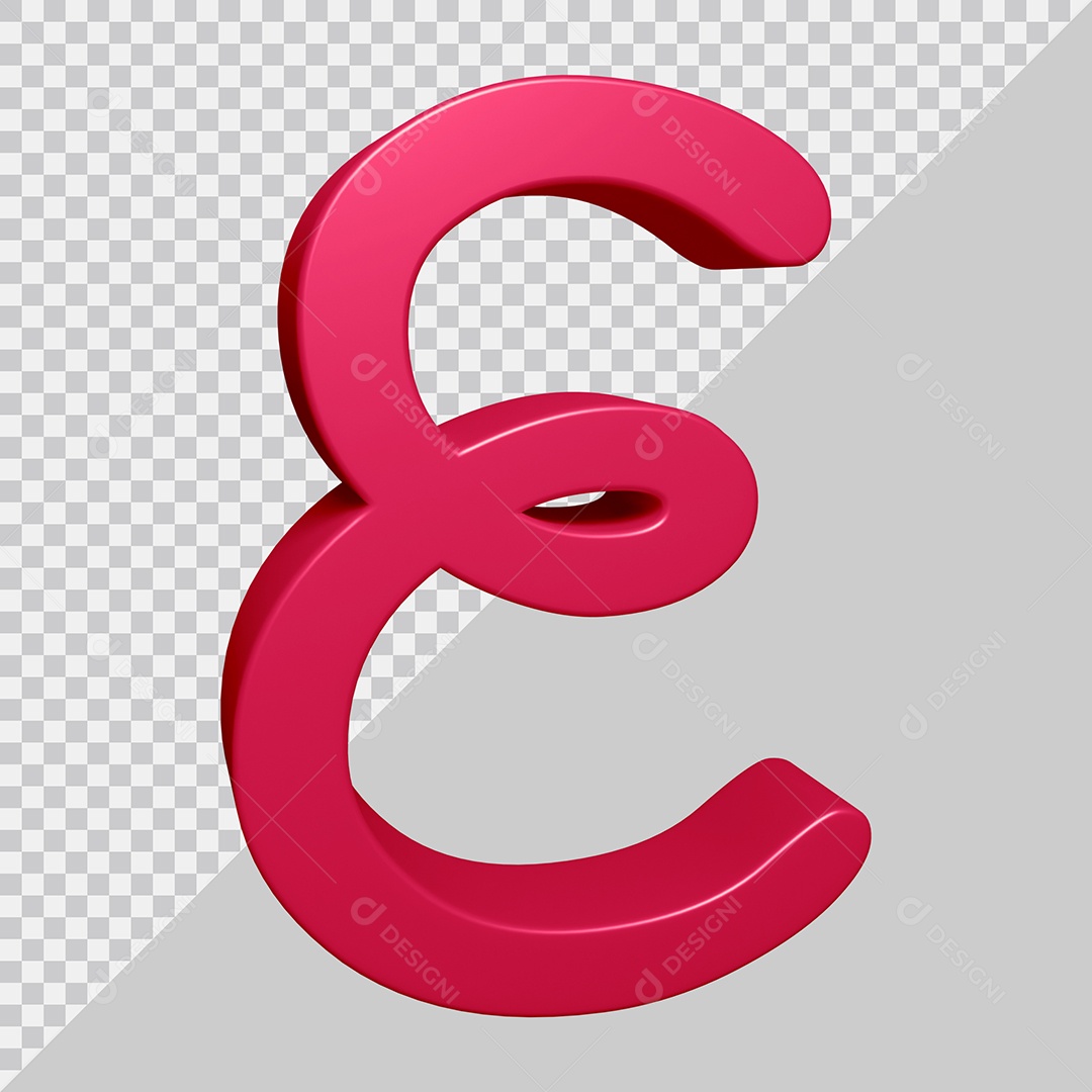 Elemento 3D Para Composição Letra E Rosa PSD
