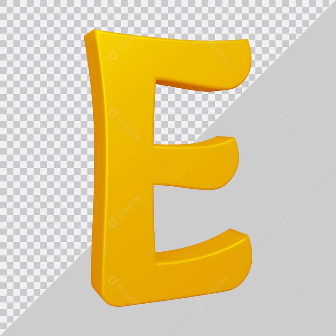 Elemento 3D Para Composição Letra E Dourado PSD