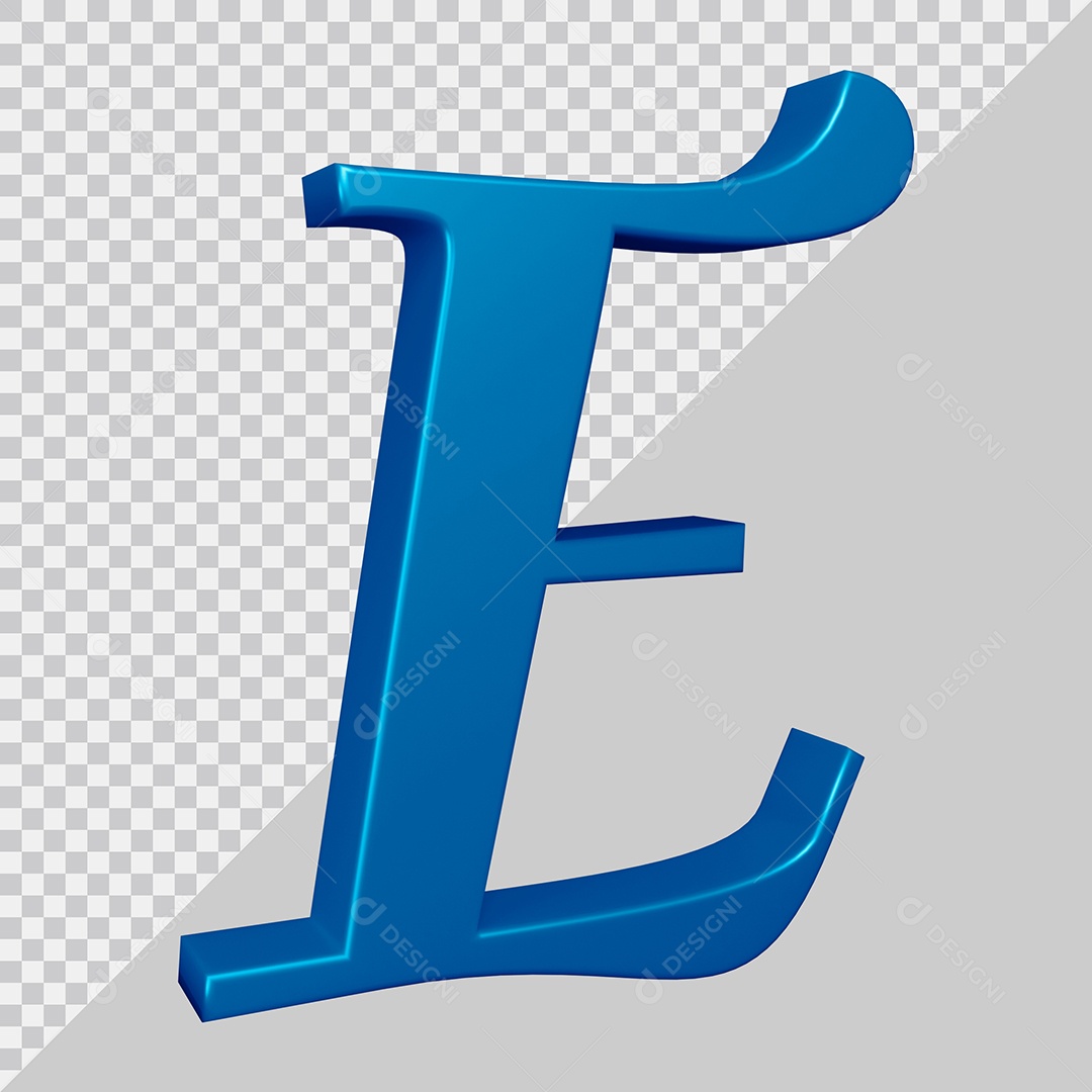 Elemento 3D Para Composição Letra E Azul PSD