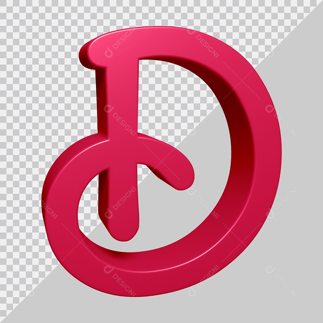 Elemento 3D Para Composição Letra D Rosa PSD