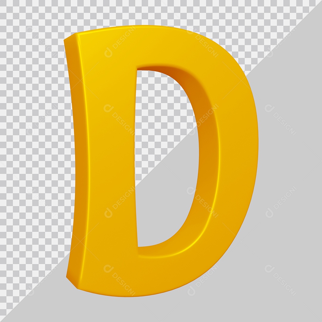 Elemento 3D Para Composição Letra D Dourado PSD