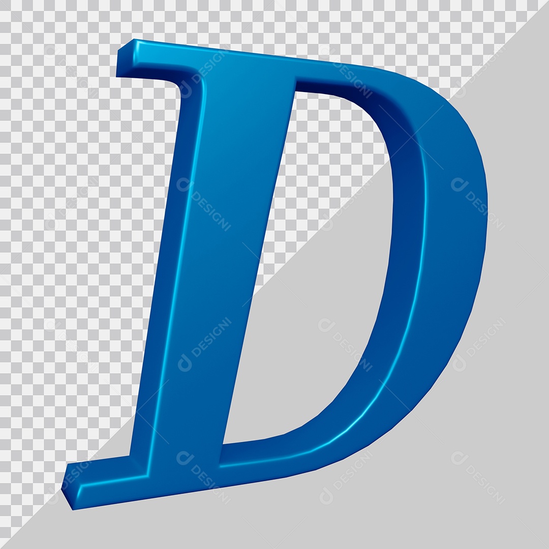 Elemento 3D Para Composição Letra D Azul PSD