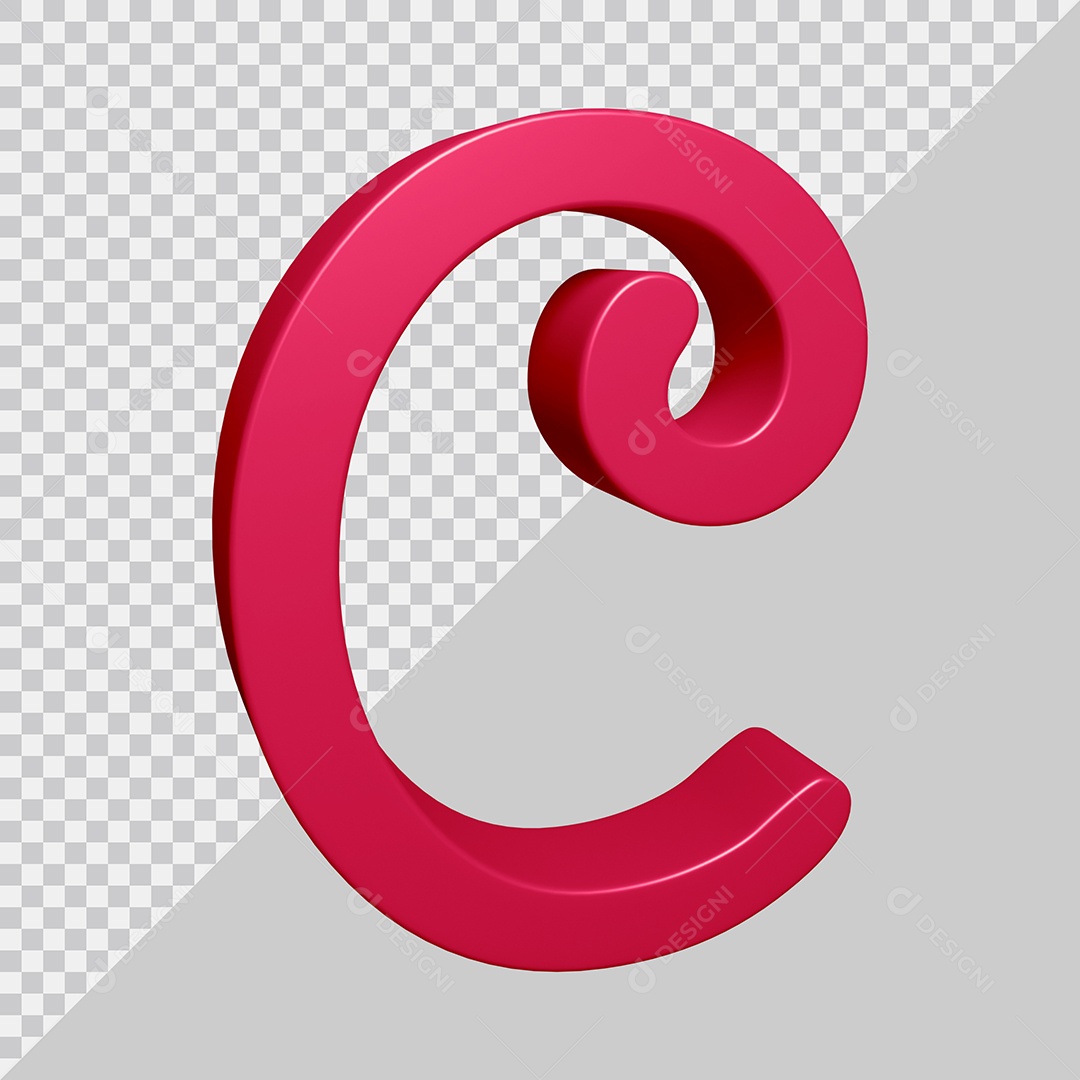 Elemento 3D Para Composição Letra C Rosa PSD