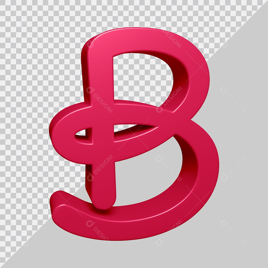 Elemento 3D Para Composição Letra B Rosa PSD