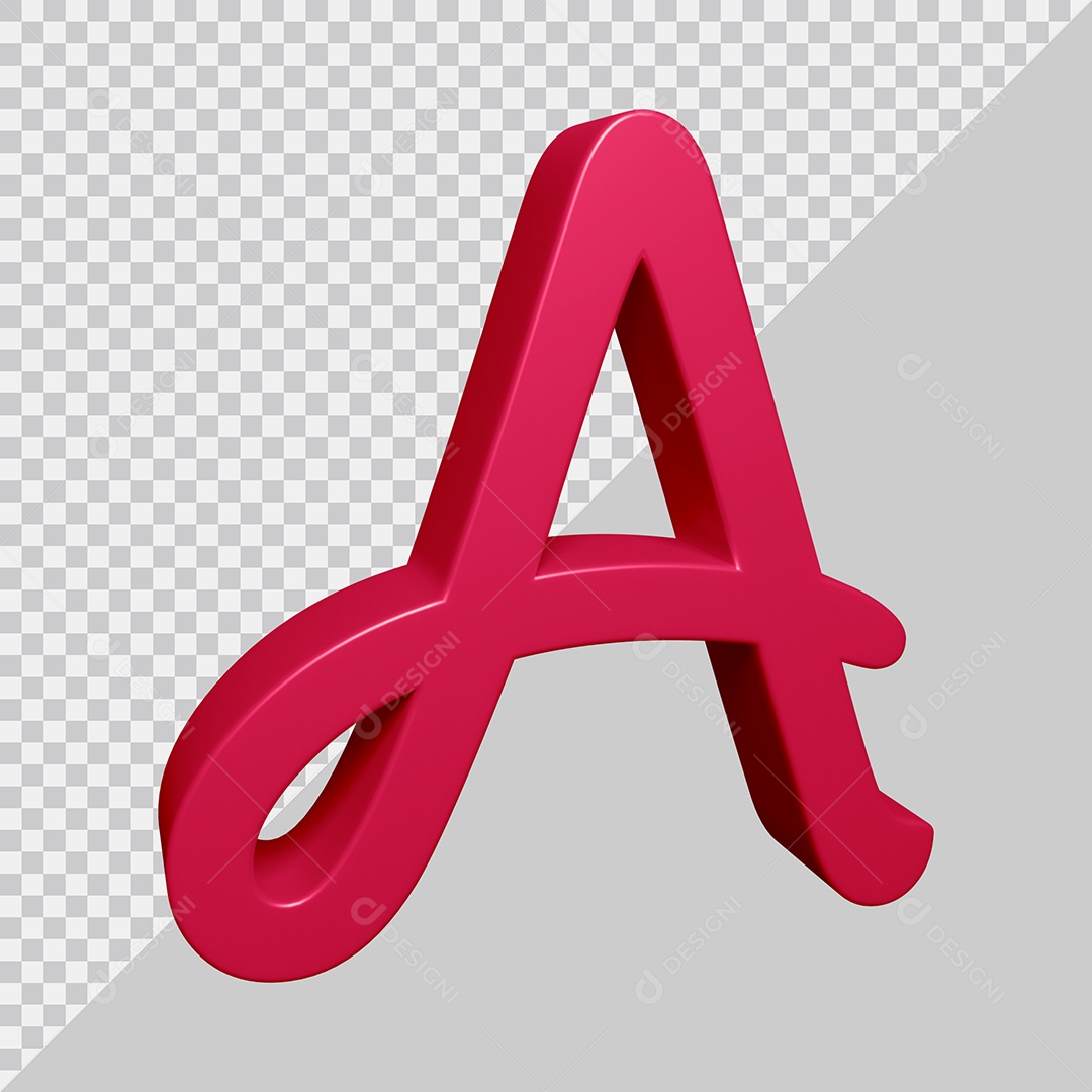 Elemento 3D Para Composição Letra A Rosa PSD