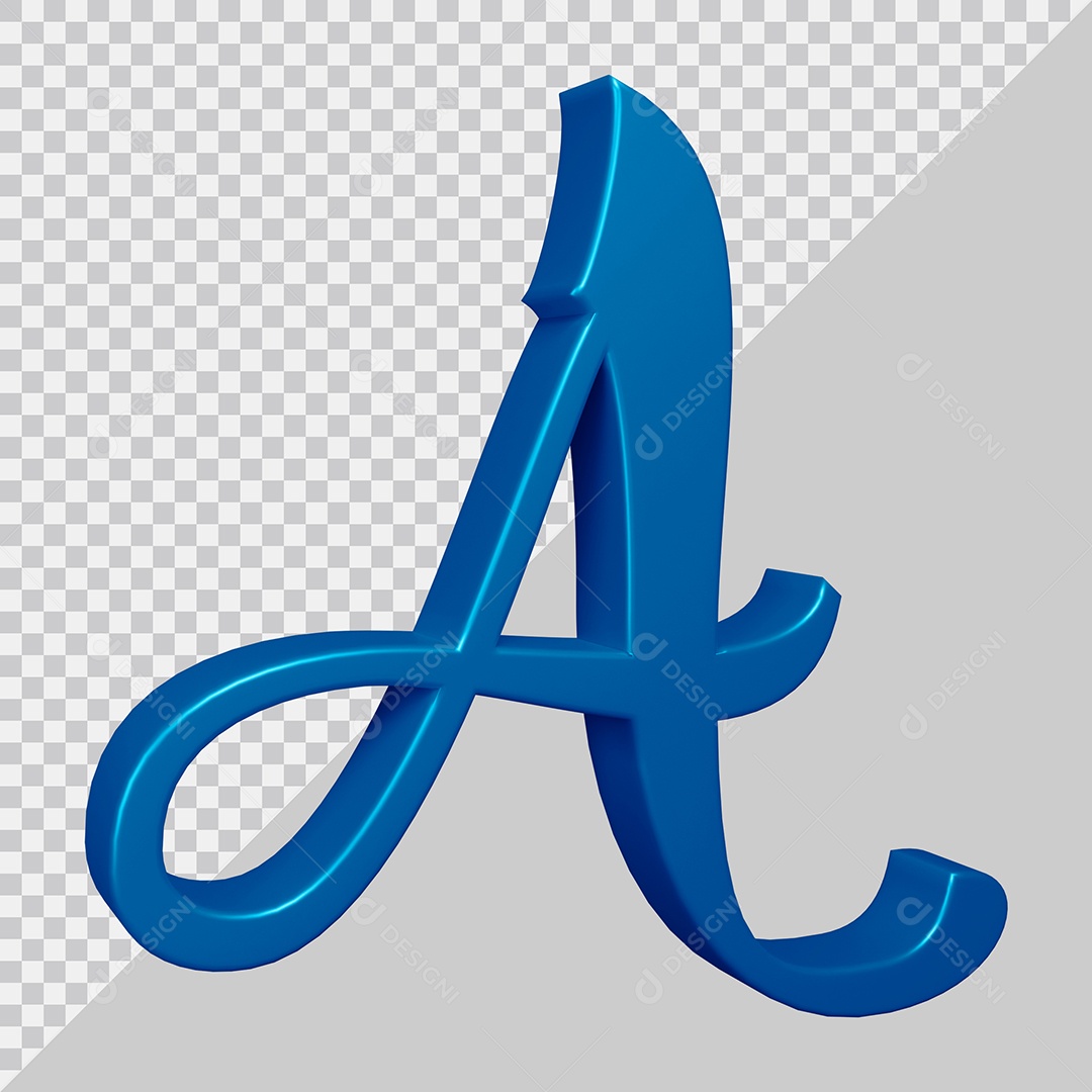 Elemento 3D Para Composição Letra A Azul PSD