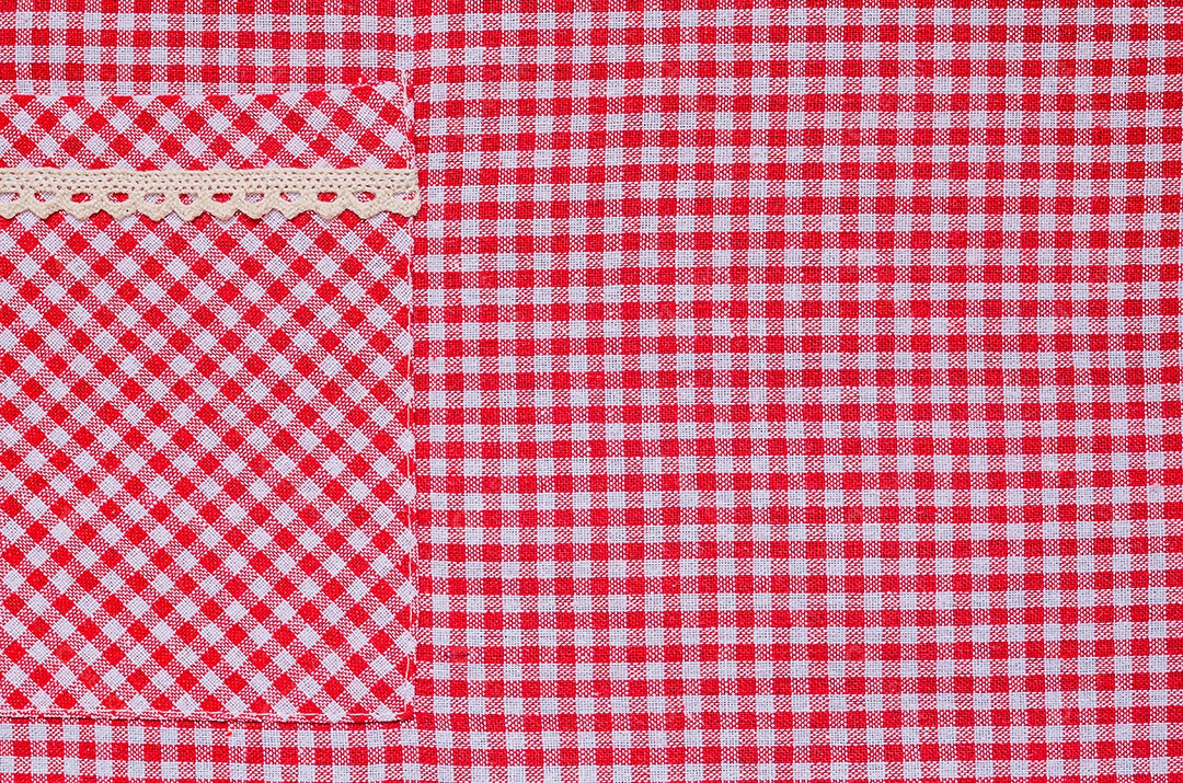 Textura de pano xadrez vermelho e branco bloqueado.