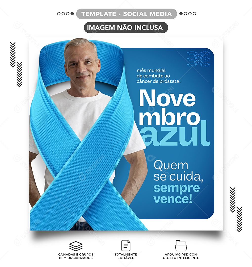 Quem Se Cuida Sempre Vence Novembro Azul Social Media PSD Editável