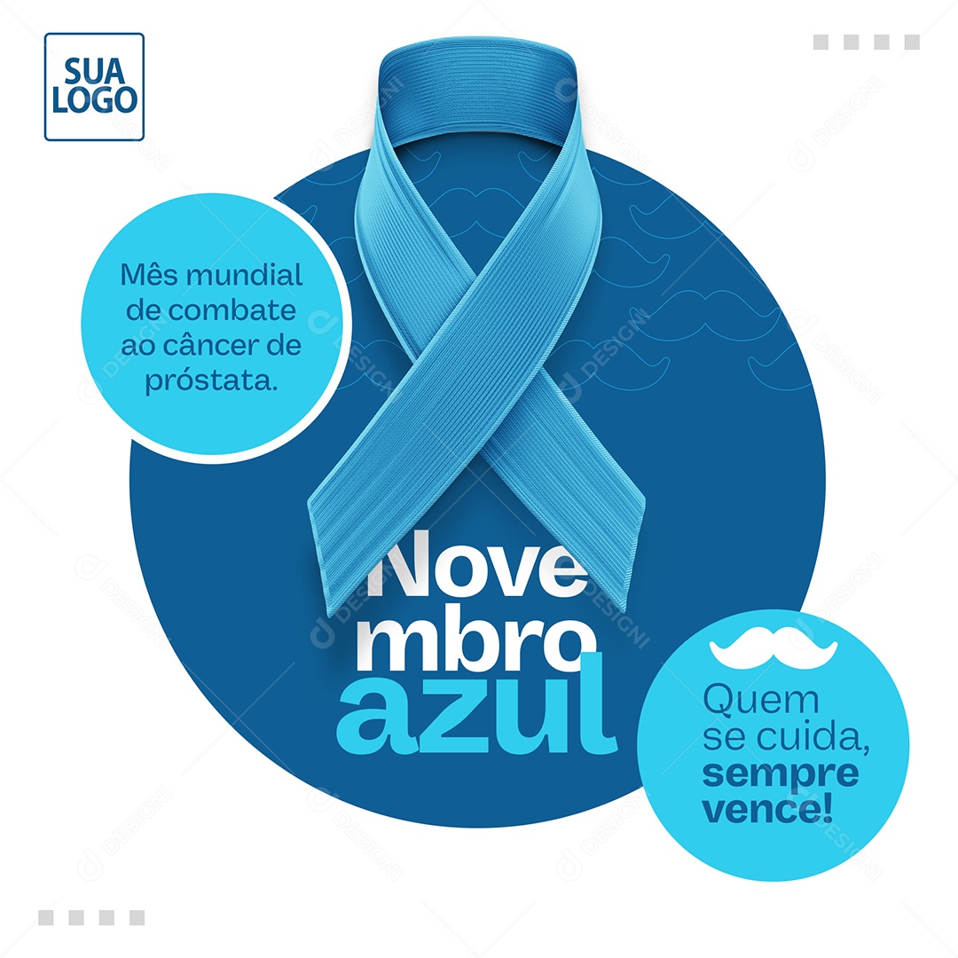 Mês Mundial de Combate ao Câncer de Próstata Novembro Azul Social Media PSD Editável