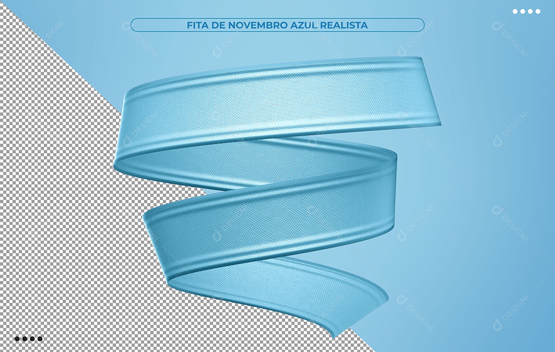 Fita Azul Elemento 3D de Novembro Azul para Composição PSD
