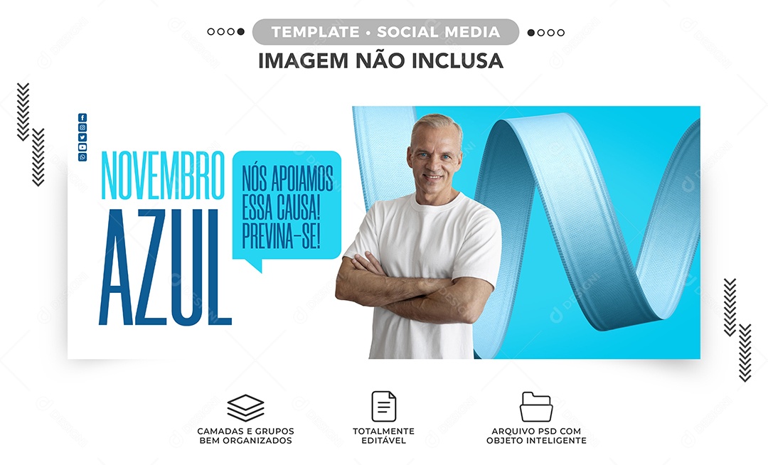 Banner Nós Apoiamos Essa Causa Novembro Azul Social Media PSD Editável
