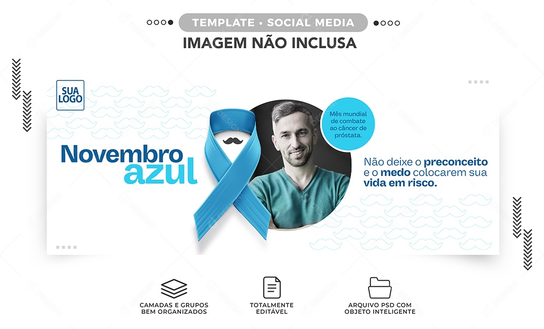 Banner Mês Mundial de Combate ao Câncer de Próstata Novembro Azul Social Media PSD Editável