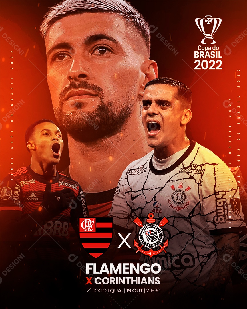 Flyer Social Media Copa do Brasil Flamengo x Corinthians 2022 PSD Editável