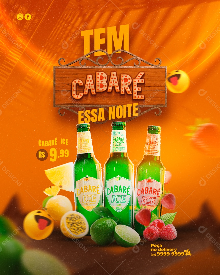 Tem Cabaré Essa Noite Promoções Em Bebidas Social Media PSD Editável