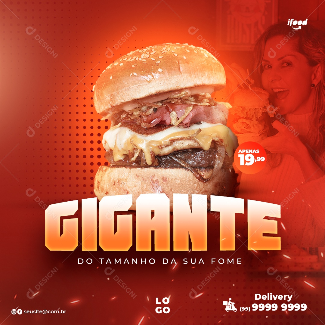 Peça O Seu Gigante Do Tamanho Da Sua Fome Social Media PSD Editável