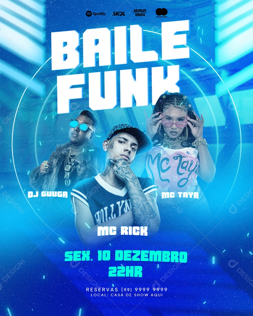 Flyer Baile Funk Mc Rick Shows Social Media PSD Editável