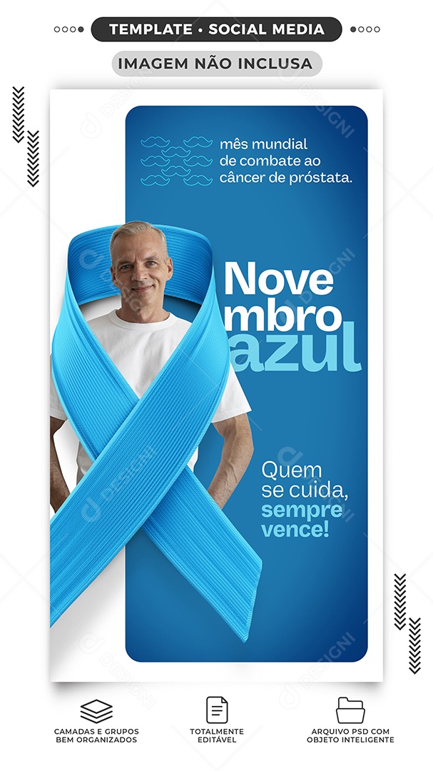 Story Mês Mundial de Combate ao Câncer de Próstata Novembro Azul Social Media PSD Editável