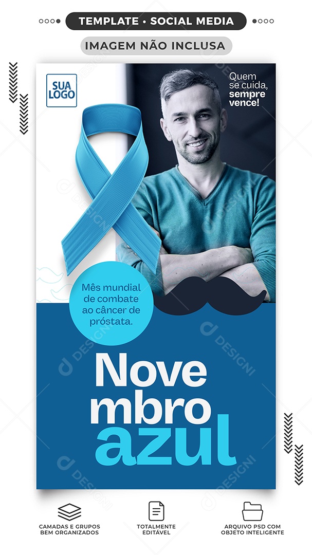Story Quem Se Cuida Sempre Vence Novembro Azul Social Media PSD Editável