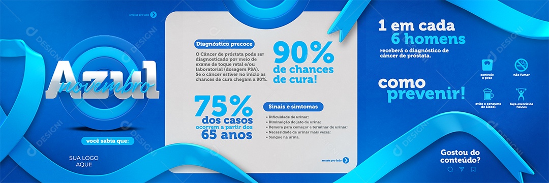 Banner Novembro Azul Combate ao Câncer de Próstata Social Media PSD Editável
